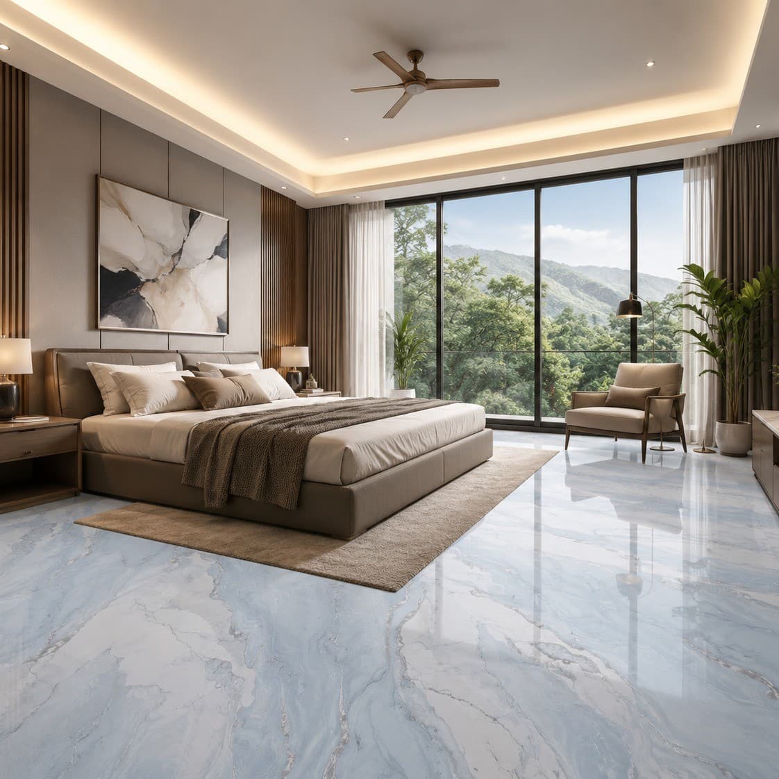 Azure Blue Marble Glazed Vitrified Tile 600×1200 mm alternate view